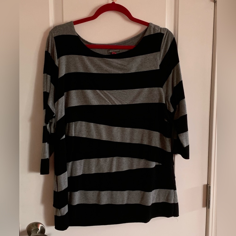Vince Camuto Grey and Black Striped Layered Tunic Size 2X
